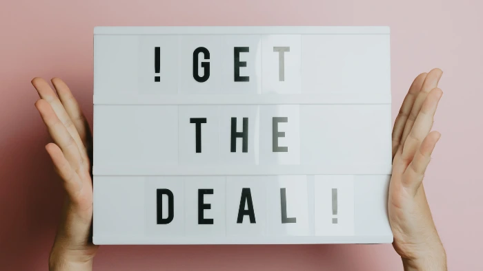 A sign that shows a great deal.
