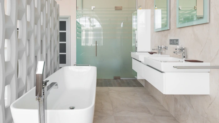 Bathroom at an all-inclusive resort for families