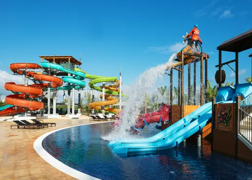 Royalton Blue Waters is a top pick for resorts in Jamaica and features a water park and kids stay free as well.